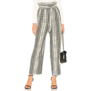 Alice + Olivia Farrel Plaid Paperbag-Waist Pant Black and White Casual Women’s 2